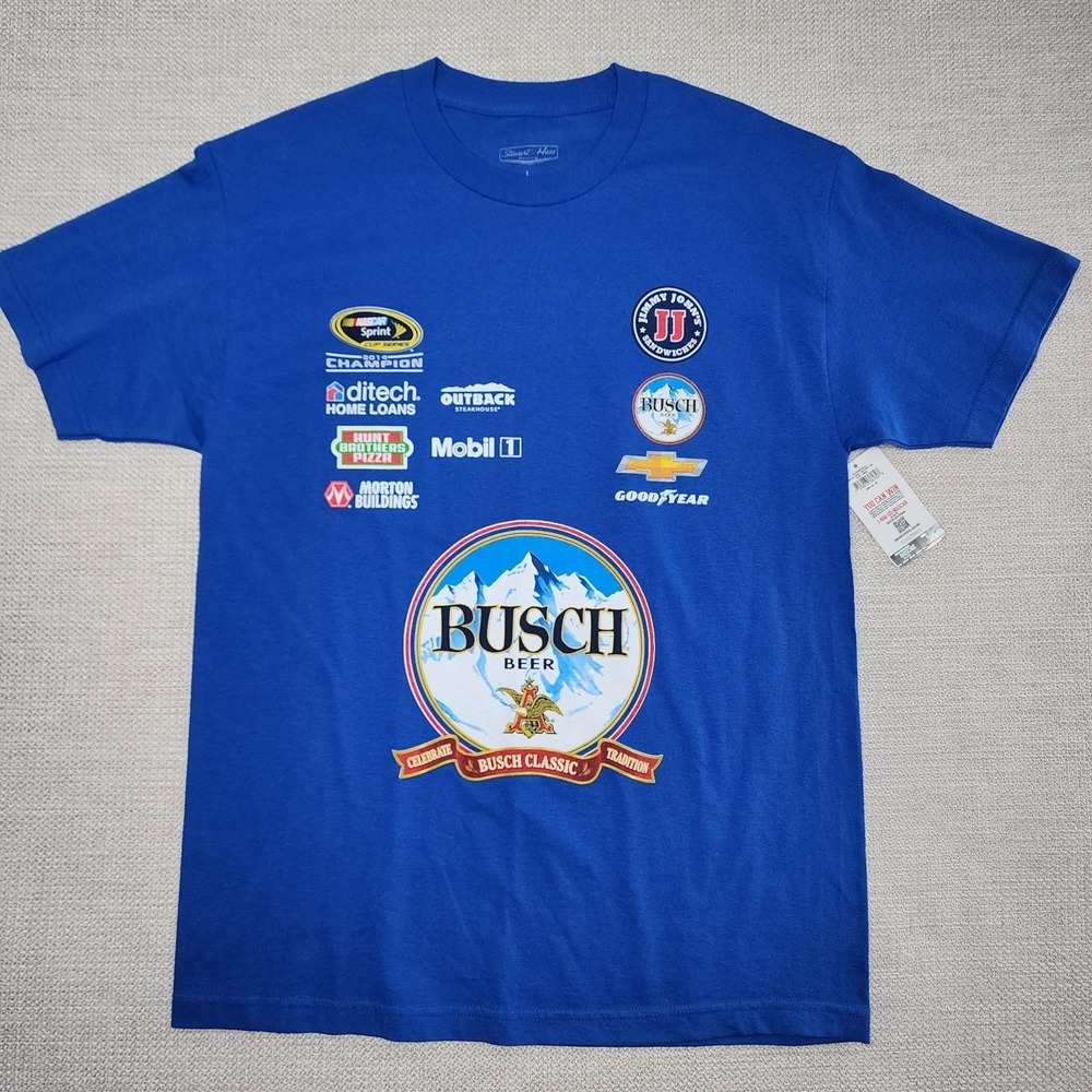 KEVIN HARVICK FORD BUSCH BEER STEWART HAAS RACING SHORT SLEEVE T-SHIRT MEN L NWT